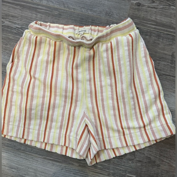 Madewell Striped Shorts in Burnt Orange, Yellow, and Cream NWOT XXS - Picture 1 of 4